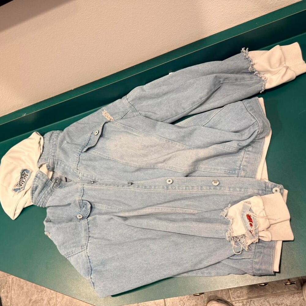 Light blue denim jacket with - Picture 2 of 3
